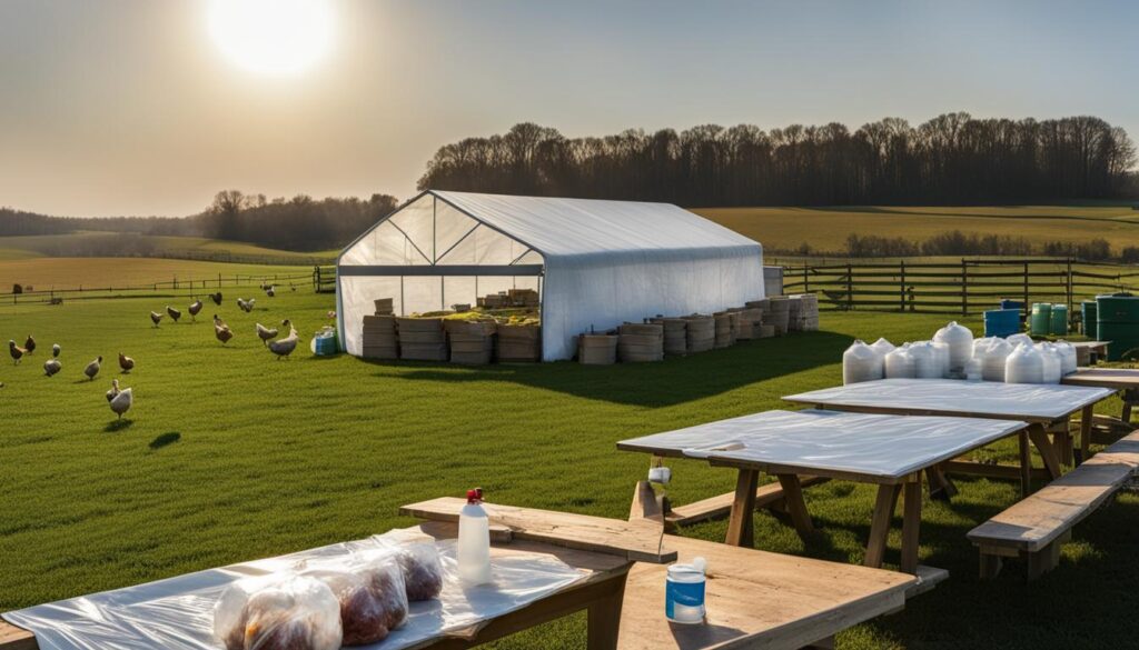 Hobby farm setup for shrink wrapping poultry Hobby farm setup for shrink wrapping poultry